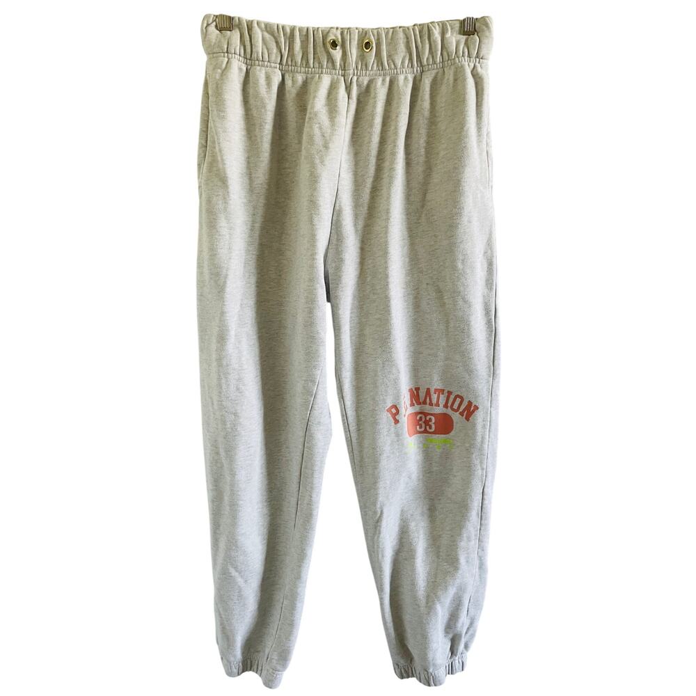 P.E Nation Gray Logo Sweatpants Joggers Organic Cotton Athleisure Large - Picture 2 of 9